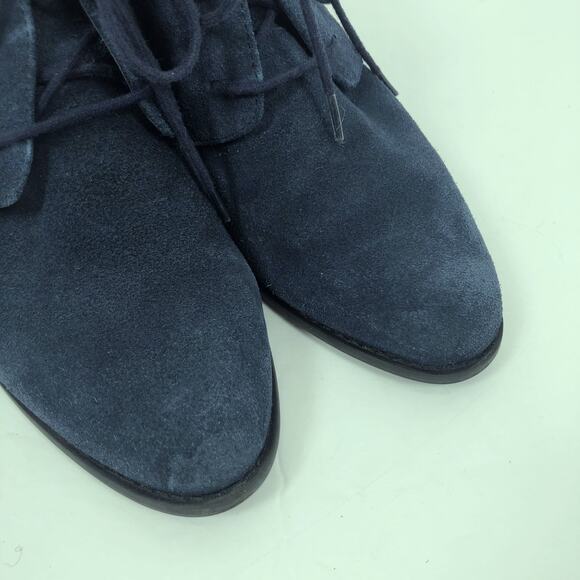 Vionic Ankle Boots 8 Zenda Blue Suede Leather Heeled Booties Lace Up Orthaheel - Picture 9 of 11